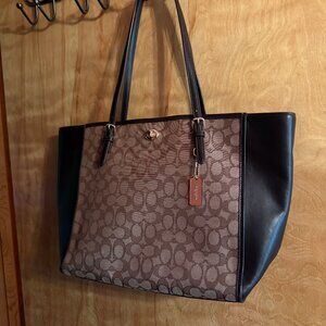 Coach Leather and Material Burgandy Purse